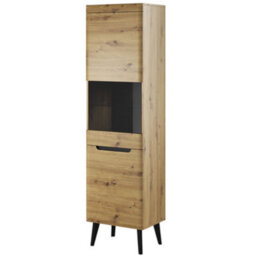 Arte Stylish Nordi Tall Display Cabinet H1970mm W530mm D400mm In Oak Artisan And Black - Contemporary Elegance For Your Home - thumbnail 1
