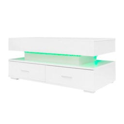 Hydraulic Lift Top Coffee Table With 2 Drawers And Led Lights, White - thumbnail 9