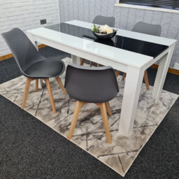 Dining Table With 4 Chairs, Dining Table Room Set 4, Kitchen Set Of 4, White Black Table, 4 Grey Tulip Chairs, Kosy Koala - thumbnail 2