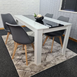 Dining Table With 4 Chairs, Dining Table Room Set 4, Kitchen Set Of 4, White Black Table, 4 Grey Tulip Chairs, Kosy Koala - thumbnail 6