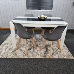 Dining Table With 4 Chairs, Dining Table Room Set 4, Kitchen Set Of 4, White Black Table, 4 Grey Tulip Chairs, Kosy Koala - thumbnail 4