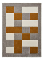 Grey Yellow Modern Geometric Bordered Chequered Machine Made Rug For Living Room Bedroom And Dining Room-200Cm X 290Cm - thumbnail 9