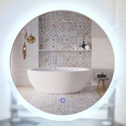 Biznest Round Bathroom Led Mirror Lights Illuminated Demister Pad Antifog Touch Design 1 (40X40Cm)