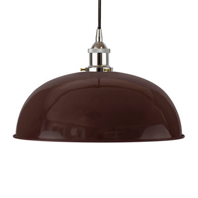 Burgundy Red Worcester Painted Dome Pendant Light With Nickel Lamp Holder And Black Round Cable - Se Home - image 1