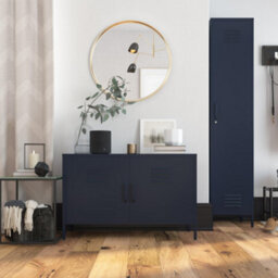 Dorel Home Bradford Single Metal Storage Cabinet Navy - thumbnail 2