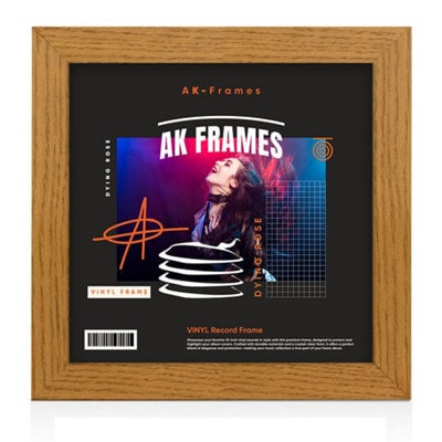 "12X12""  Oak Modern Vinyl Record Frame For 12 Inch Lp Album Covers - Elegant Wall Display - Ak Frames" - image 1