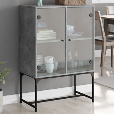 Berkfield Side Cabinet With Glass Doors Concrete Grey 69X37X100 Cm - image 1