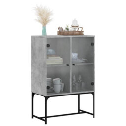 Berkfield Side Cabinet With Glass Doors Concrete Grey 69X37X100 Cm - thumbnail 4