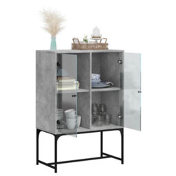Berkfield Side Cabinet With Glass Doors Concrete Grey 69X37X100 Cm - thumbnail 5