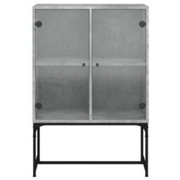 Berkfield Side Cabinet With Glass Doors Concrete Grey 69X37X100 Cm - thumbnail 6
