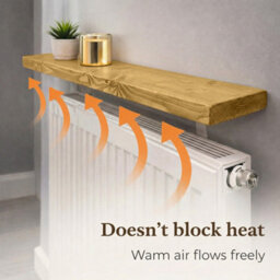 Mkgt Solid Wood Radiator Shelf, No Drill With Brackets, Handmade In Uk (Dark Oak, 90Cm) - thumbnail 3