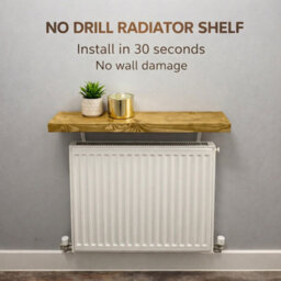 Mkgt Solid Wood Radiator Shelf, No Drill With Brackets, Handmade In Uk (Dark Oak, 90Cm) - thumbnail 2
