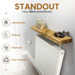 Mkgt Solid Wood Radiator Shelf, No Drill With Brackets, Handmade In Uk (Dark Oak, 90Cm) - thumbnail 4