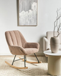 Beliani Rocking Chair Kinno Boucle Beige - thumbnail 2