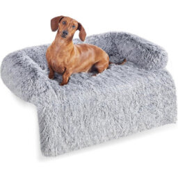 Songmics Relaxing Dog Sofa Bed, Pet Couch With Cover, Calming Bed For Medium Size Dogs, Grey Ombré - thumbnail 6