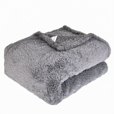 Ehc Teddy Fleece Super Soft Warm Fluffy Throw Thermal Sofa Blanket 130 X 170Cm - Grey