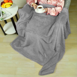 Ehc Teddy Fleece Super Soft Warm Fluffy Throw Thermal Sofa Blanket 130 X 170Cm - Grey - thumbnail 6