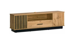 Arte Lamelo La7 Tv Cabinet - Modern Industrial Style In Oak Wotan & Black Matt, H510mm W1550mm D400mm