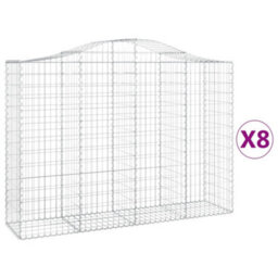 Berkfield Arched Gabion Baskets 8 Pcs 200X50X140/160 Cm Galvanised Iron - thumbnail 2