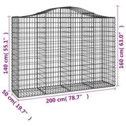 Berkfield Arched Gabion Baskets 8 Pcs 200X50X140/160 Cm Galvanised Iron - thumbnail 6