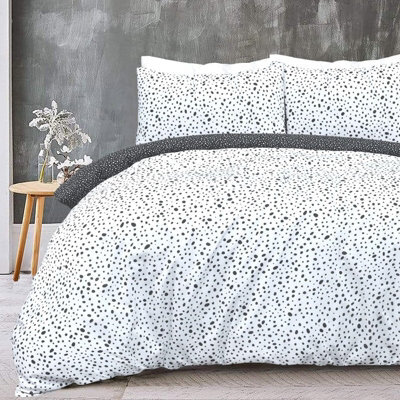 Gr8 Home Sleepdown Polka Dots Black White Mono Reversible Duvet Set Quilt Cover Bedding Super King - image 1
