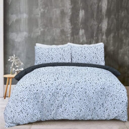 Gr8 Home Sleepdown Polka Dots Black White Mono Reversible Duvet Set Quilt Cover Bedding Super King - thumbnail 2