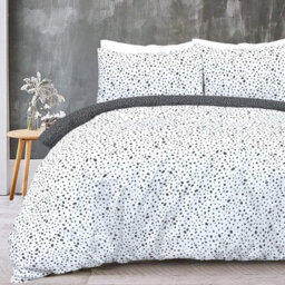Gr8 Home Sleepdown Polka Dots Black White Mono Reversible Duvet Set Quilt Cover Bedding Super King - thumbnail 1