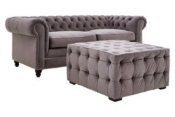 Orsina Premium Grey Linen Button Tufted Foostool, Velvet Upholstered Soft Footstool, Elegant Footstool For Bedroom - thumbnail 3