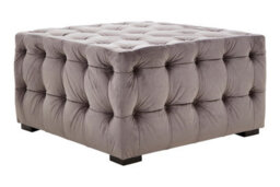 Orsina Premium Grey Linen Button Tufted Foostool, Velvet Upholstered Soft Footstool, Elegant Footstool For Bedroom - thumbnail 2