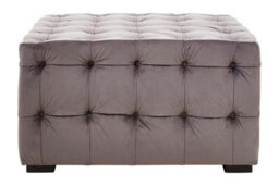 Orsina Premium Grey Linen Button Tufted Foostool, Velvet Upholstered Soft Footstool, Elegant Footstool For Bedroom - thumbnail 1