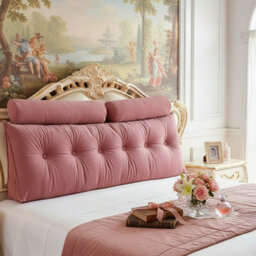 Living And Home Dusty Rose Color, Removable And Washable Wedge-Shaped Headboard Cushion, 180Cm W X 20Cm D X 50Cm H - thumbnail 1