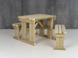 Arbor Garden Solutions Picnic Bench And Table Set, Aspen Rounded Wooden Patio Furniture (4Ft, Natural Finish) - thumbnail 2