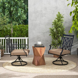 Costway 2 Piece Patio Metal Swivel Chairs Outdoor Bistro Dining Chair Set W/ Soft Cushion - thumbnail 3