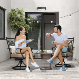 Costway 2 Piece Patio Metal Swivel Chairs Outdoor Bistro Dining Chair Set W/ Soft Cushion - thumbnail 5