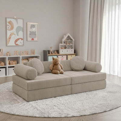Adell Freestanding Upholstered Foam Sofa For Living Room With Loose Cushions Width 130Cm Depth 65Cm Beige - image 1