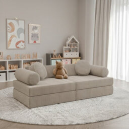 Adell Freestanding Upholstered Foam Sofa For Living Room With Loose Cushions Width 130Cm Depth 65Cm Beige - thumbnail 1