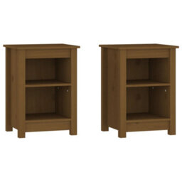 Berkfield Bedside Cabinets 2 Pcs Honey Brown 40X35X55 Cm Solid Wood Pine - thumbnail 2