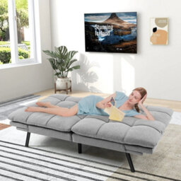 2 Seat Convertible Loveseat Sofa Bed Memory Foam Sleeper Couch - thumbnail 4