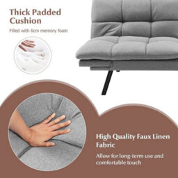 2 Seat Convertible Loveseat Sofa Bed Memory Foam Sleeper Couch - thumbnail 6