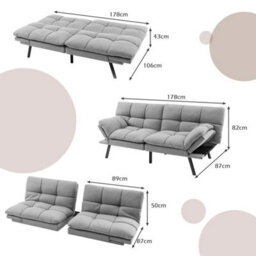 2 Seat Convertible Loveseat Sofa Bed Memory Foam Sleeper Couch - thumbnail 2