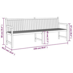 Berkfield Garden Bench 228 Cm Solid Teak Wood - thumbnail 9
