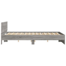 Berkfield Bed Frame With Headboard And Led Grey Sonoma 150X200 Cm King Size - thumbnail 8