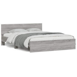 Berkfield Bed Frame With Headboard And Led Grey Sonoma 150X200 Cm King Size - thumbnail 1