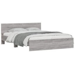 Berkfield Bed Frame With Headboard And Led Grey Sonoma 150X200 Cm King Size - thumbnail 5