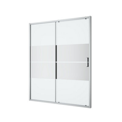 GoodHome Ledava Chrome Effect Mirror Strip Sliding Shower Door (H)195Cm (W)160Cm - image 1