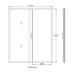 GoodHome Ledava Chrome Effect Mirror Strip Sliding Shower Door (H)195Cm (W)160Cm - thumbnail 6