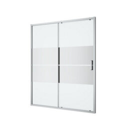 GoodHome Ledava Chrome Effect Mirror Strip Sliding Shower Door (H)195Cm (W)160Cm - thumbnail 1