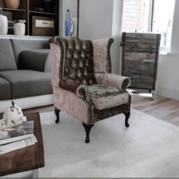 Chesterfield High Back Wing Chair Senso Chocolate Brown Velvet In Queen Anne Style - thumbnail 4