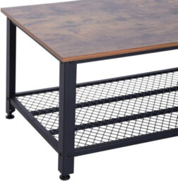 Coffee Table Tea Table With Metal Frame, Wood Coffee Table With Open Storage Shelf, Vintage Accent Furniture Table For Living Room - thumbnail 6