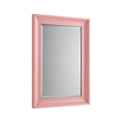 Ibathuk Revix Melbourne Dusty Pink Framed Mirror, Wall Hung Bevelled Mirror For Modern Bathroom Interiors, Bathroom Wall Mirror - image 1